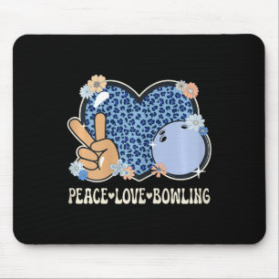 Peace Love Bowling Lover Leopard Print Girls Cute Mouse Mat
