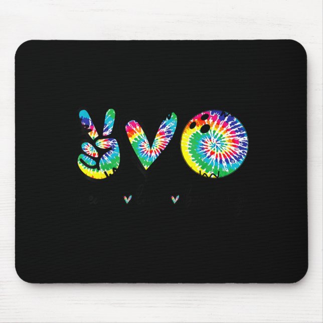 Peace Love Bowling Player Tie Dye Bowling Lovers Mouse Mat (Front)
