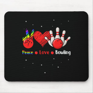 Peace Love Bowling Shirt Cute Women's Bowling Shir Mouse Mat