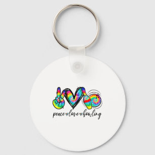 Peace Love Bowling Tie Dye Funny Bowling Lovers  Key Ring