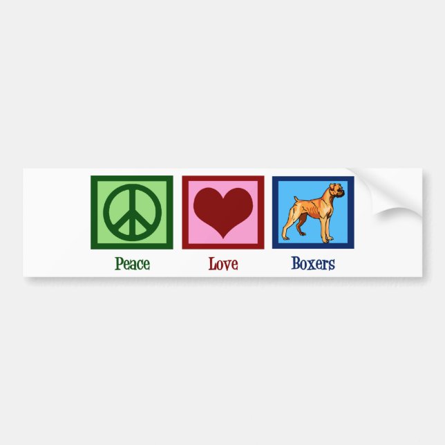 Peace Love Boxers Cute Boxer Dog Bumper Sticker (Front)