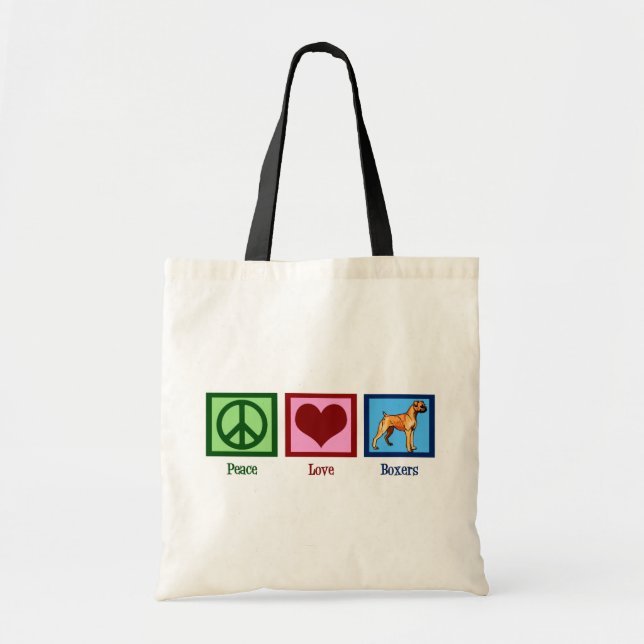 Peace Love Boxers Cute Boxer Dog Tote Bag (Front)