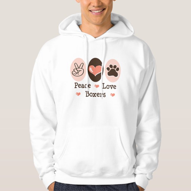 Peace Love Boxers Hooded Sweatshirt (Front)