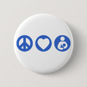 Peace Love Breastfeeding 6 Cm Round Badge