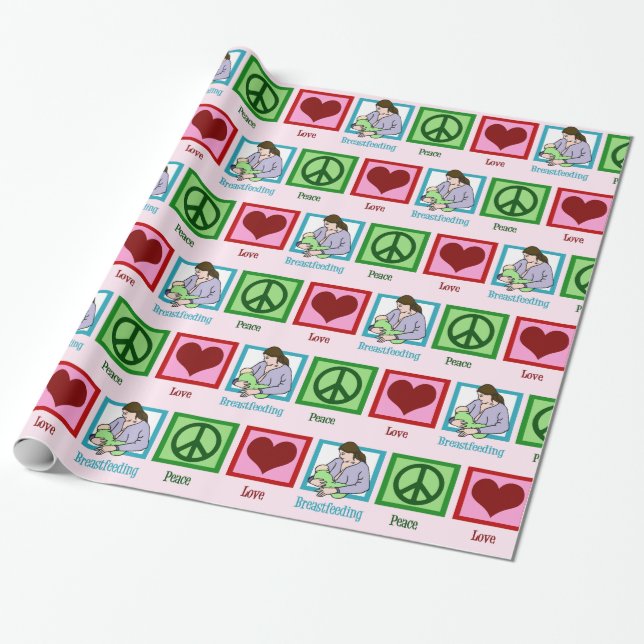 Peace Love Breastfeeding Lactation Consultant Wrapping Paper (Unrolled)