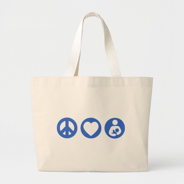 Peace Love Breastfeeding Large Tote Bag (Front)