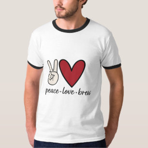 Peace Love Brew Retro Ringer T-Shirt for Coffee