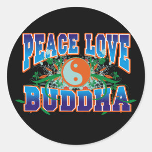 Peace Love Buddha Classic Round Sticker