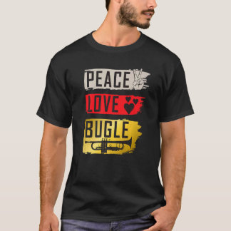Peace Love Bugle Drumline Music Bugle Music Instru T-Shirt