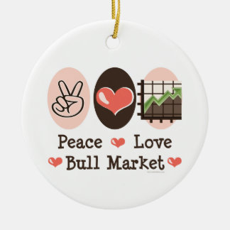 Peace Love Bull Market Ornament