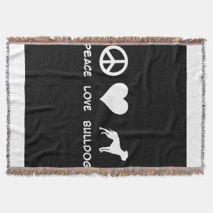 Peace Love Bulldog English Bulldog Lover Gift Throw Blanket