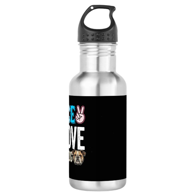 Peace Love Bulldog Vector 532 Ml Water Bottle (Front)