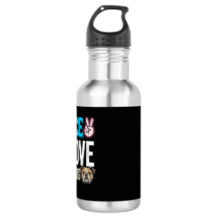 Peace Love Bulldog Vector 532 Ml Water Bottle