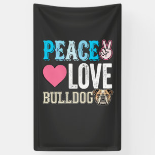 Peace Love Bulldog Vector Banner