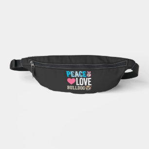 Peace Love Bulldog Vector Bum Bags