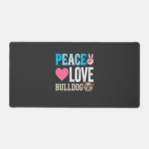 Peace Love Bulldog Vector Desk Mat