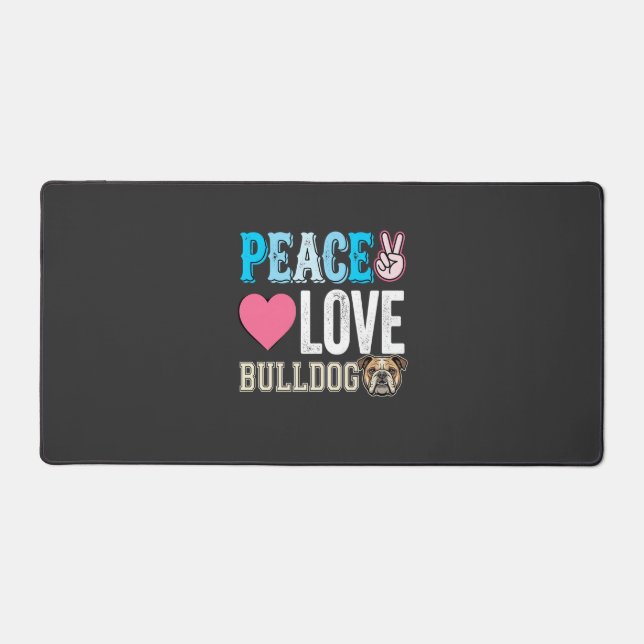 Peace Love Bulldog Vector Desk Mat (Front)