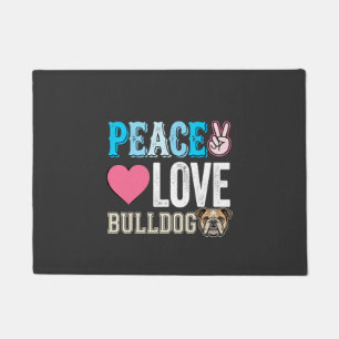 Peace Love Bulldog Vector Doormat