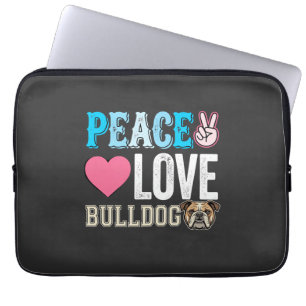 Peace Love Bulldog Vector Laptop Sleeve
