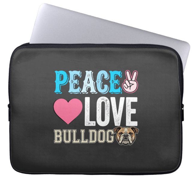 Peace Love Bulldog Vector Laptop Sleeve (Front)