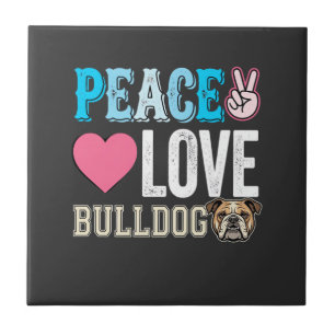 Peace Love Bulldog Vector Tile