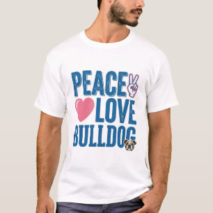 Peace Love Bulldog Vintage Dog Shirt Design