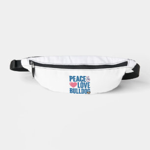 Peace Love Bulldog Vintage Dog Shirt Design Bum Bags