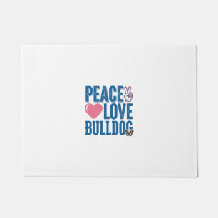 Peace Love Bulldog Vintage Dog Shirt Design Doormat