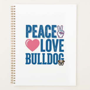 Peace Love Bulldog Vintage Dog Shirt Design Planner
