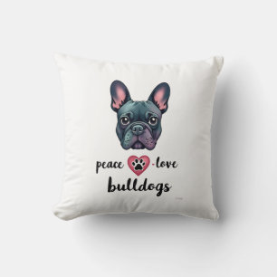 Peace Love Bulldogs Vintage Galaxy French Bulldog  Cushion