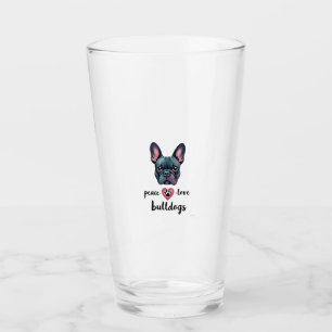 Peace Love Bulldogs Vintage Galaxy French Bulldog  Glass
