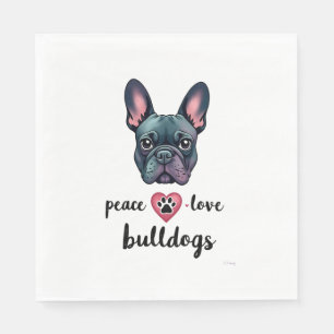 Peace Love Bulldogs Vintage Galaxy French Bulldog Napkin