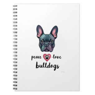 Peace Love Bulldogs Vintage Galaxy French Bulldog  Notebook