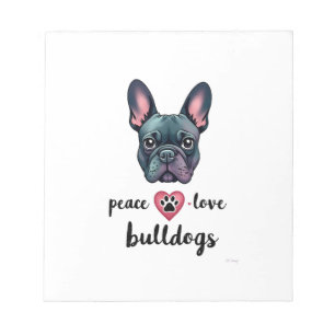 Peace Love Bulldogs Vintage Galaxy French Bulldog  Notepad