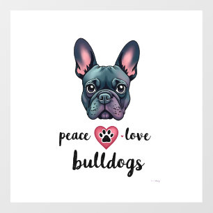 Peace Love Bulldogs Vintage Galaxy French Bulldog  Window Cling