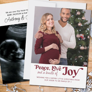 Peace Love Bundle of Joy 2 Photo We're Expecting H Holiday Card