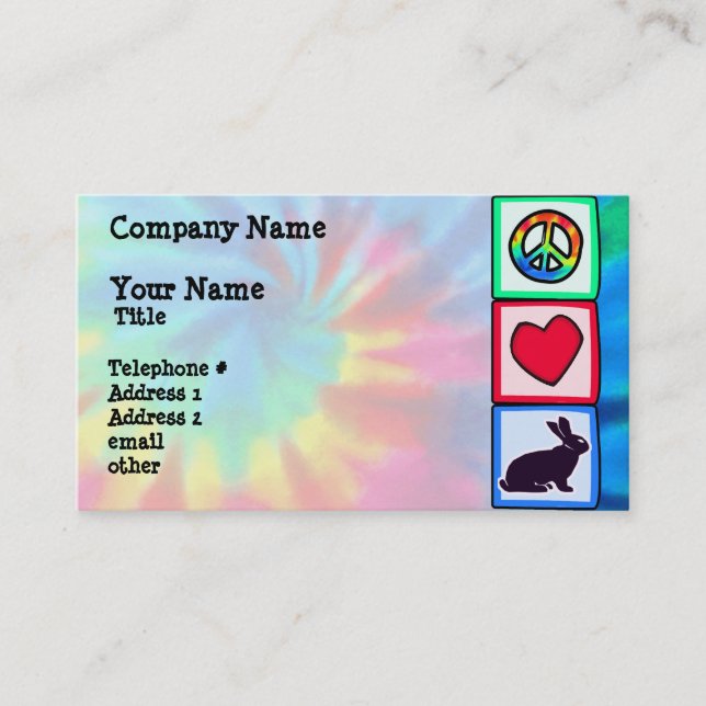 Peace, Love, Bunnies Business Card (Front)