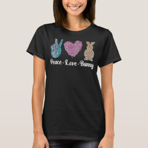 Peace Love Bunny Leopard Sigh Hand Heart Kids Fun T-Shirt