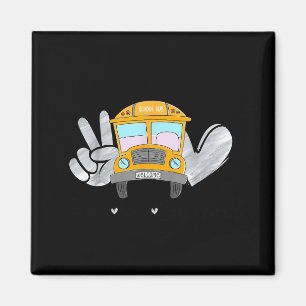 Peace Love Bus Driver Funny School Bus Driver Kids Magnet