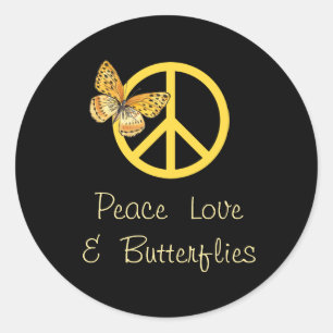 Peace Love & Butterflies Classic Round Sticker