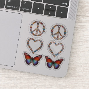 Peace Love Butterflies - Colorful Graphic Art 2pc