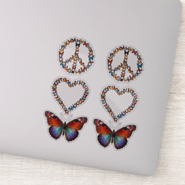Peace Love Butterflies - Colorful Graphic Art 2pc (Detail)