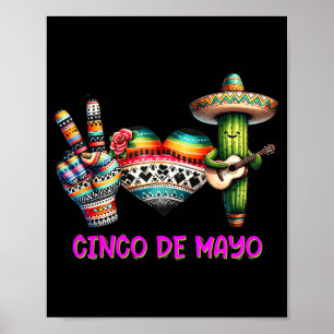 Peace love cactus cinco de mayo poster