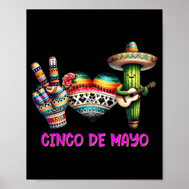Peace love cactus cinco de mayo  poster (Front)