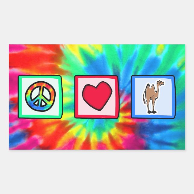 Peace, Love, Camels Rectangular Sticker (Front)