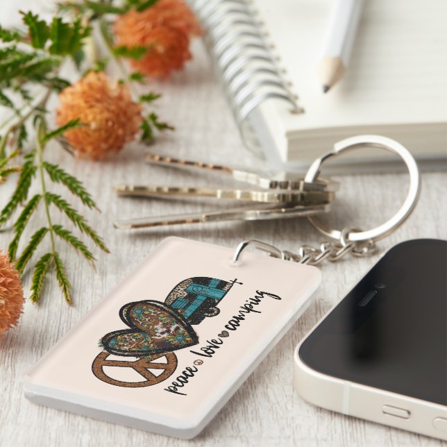 Peace Love Camping Key Ring (Front Right)
