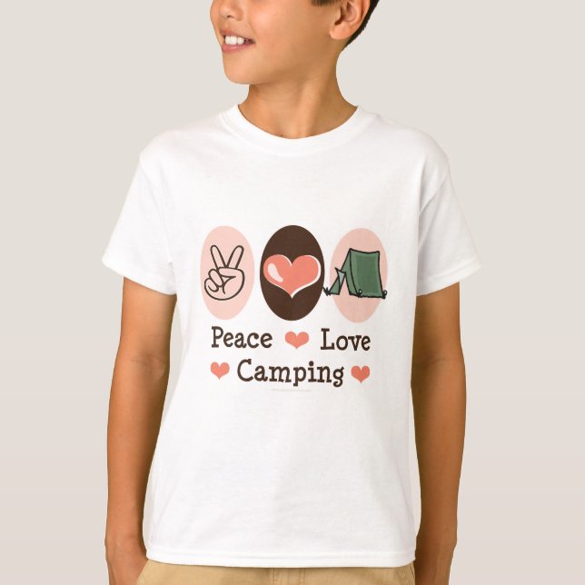 Peace Love Camping Kids T shirt (Front)