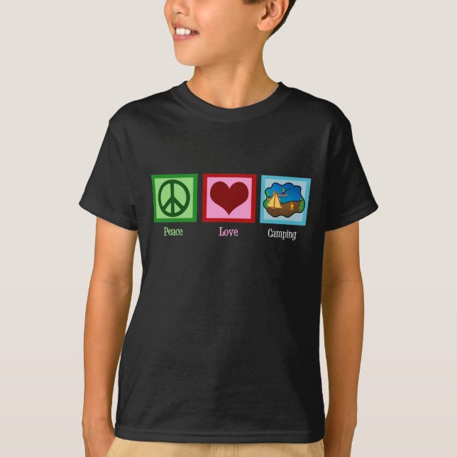 Peace Love Camping Kids T-Shirt (Front)
