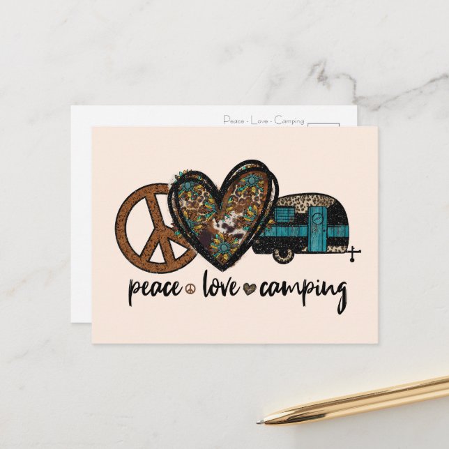 Peace, Love, Camping Postcard (Front/Back In Situ)