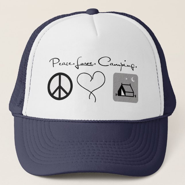 Peace Love Camping Trucker Hat (Front)
